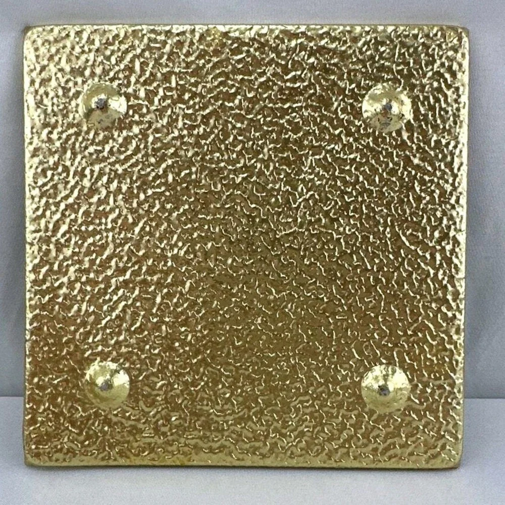 Vintage Mid-Century Yellow Brown Leaves Mosaic‎ Tile Trivet Hot Plate Pots Pans